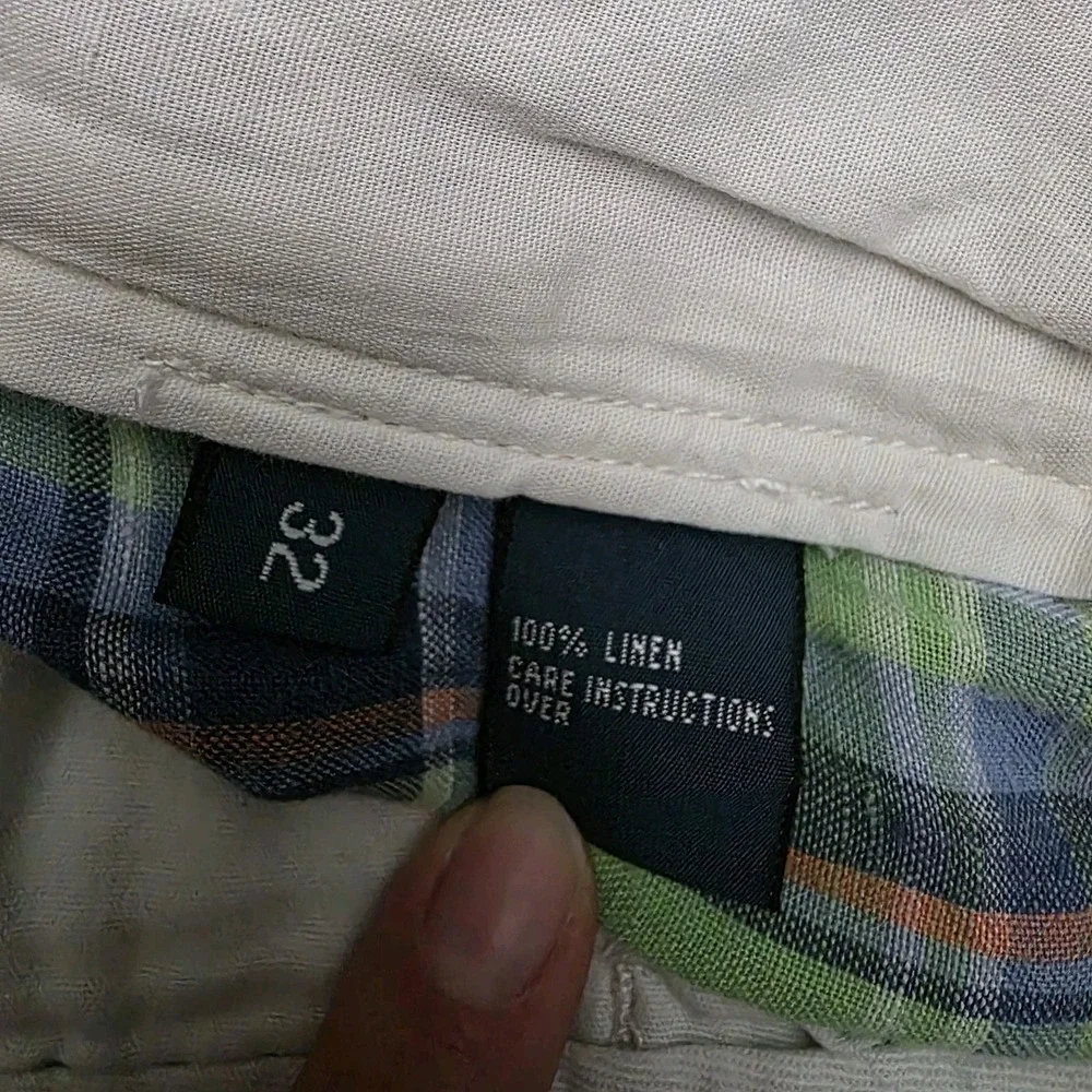 Polo Ralph Lauren Mens 32 Green Blue Madras Plaid Shorts 100% Linen‎ 8